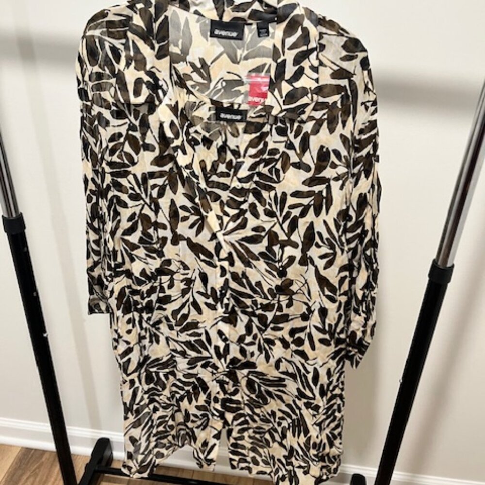 Floral Brown and Cream Button down with matching top